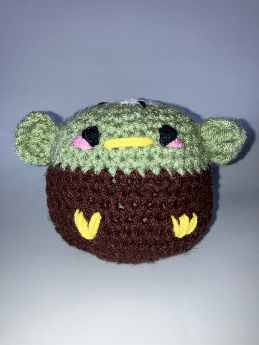 Handmade Small Pet Crochet Toy - Green and Brown Plush